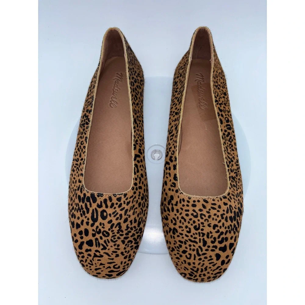 MADEWELL Leopard Ballet Flat Shoe Cory Calf Hair Square‎ Toe
